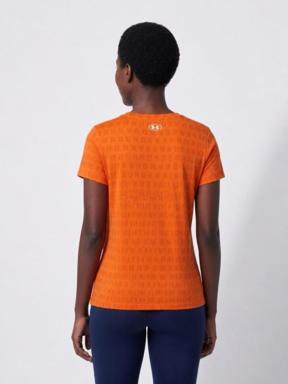 Under Armour Womens Orange Logo Graphic T-Shirt Loose Fit Medium Lightweight Per - Picture 2 of 3